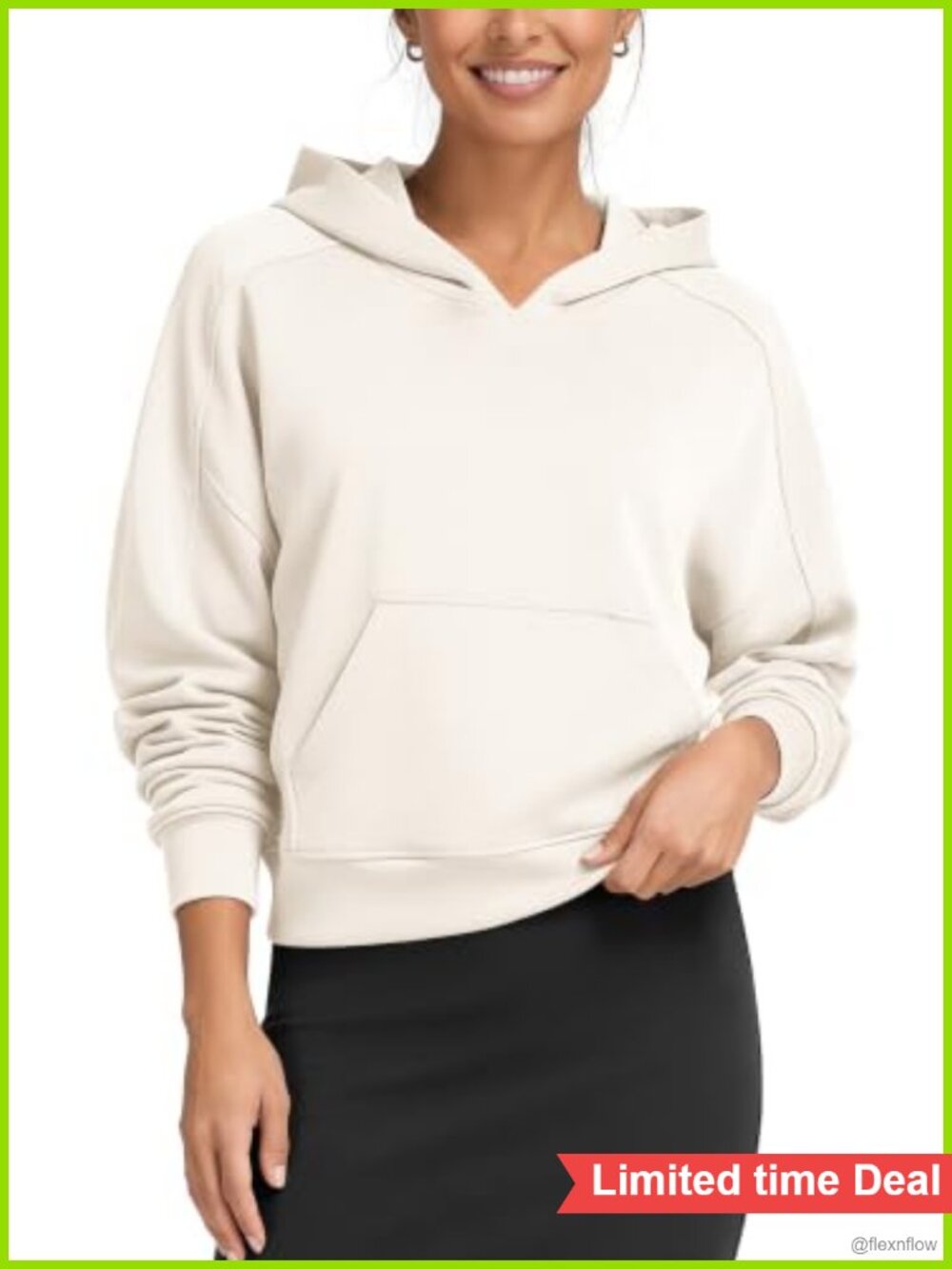 Women's Cropped Hoodie Modal Soft Oversized Pullover Sweatshirt With Pocket